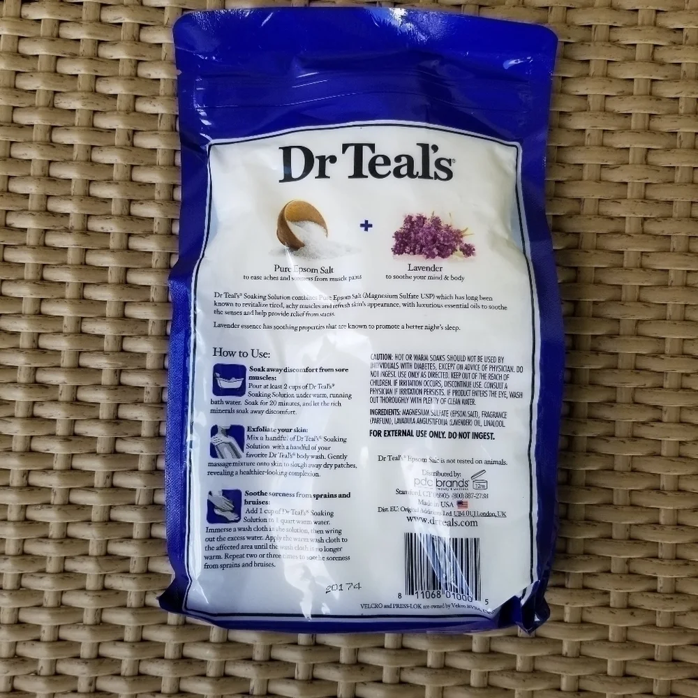 Dr. Teals Epsom Salt Lavender 3LB Bag Purple Bath Soak